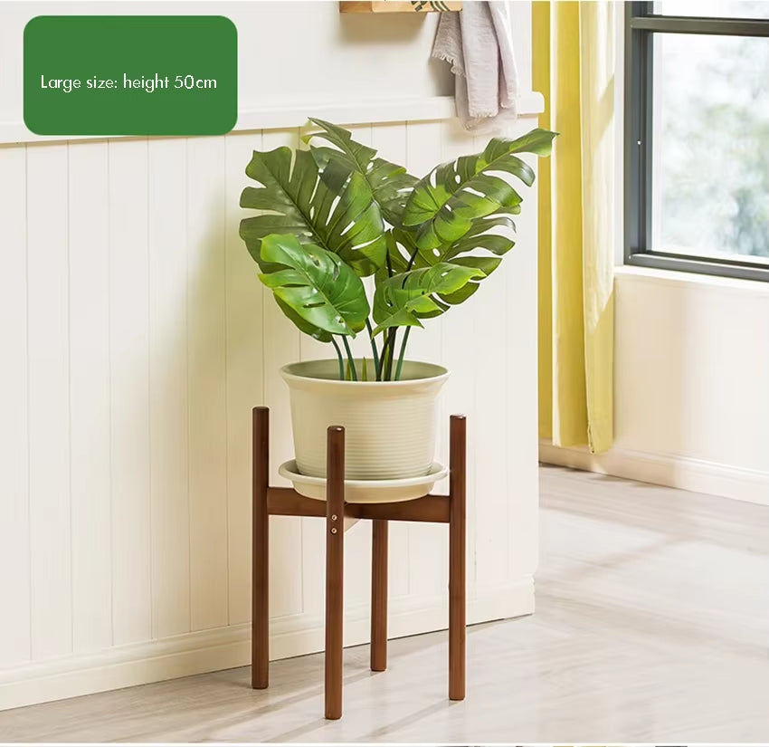 Plant Stand - Adjustable Indoor Plant Stand, Plant Holder, 33/40/50Cm Height, Corner Plant Stand for Plant Pots, Bamboo Wood