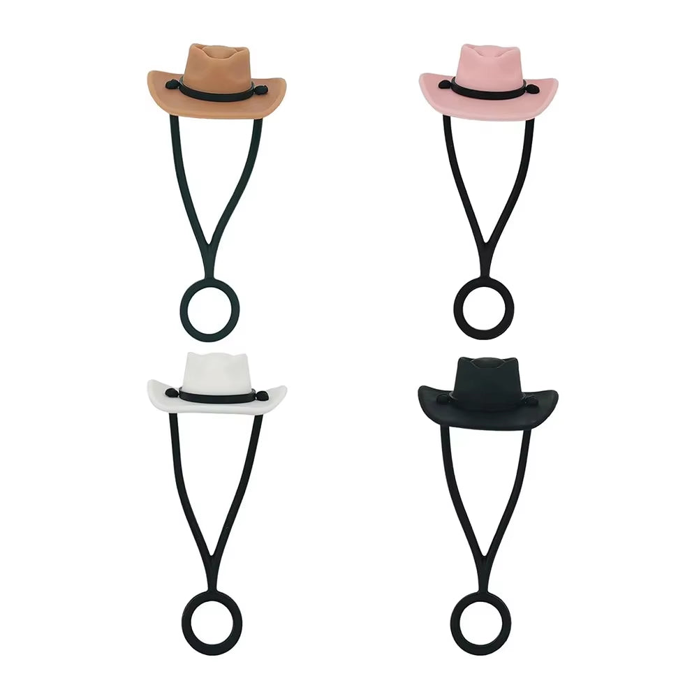 Silicone Cowboy Hat Straw Covers Caps Compatible with Stanleys Cup 30 40 Oz Tumbler Cute Funny Drinking Straw Tip Accessories