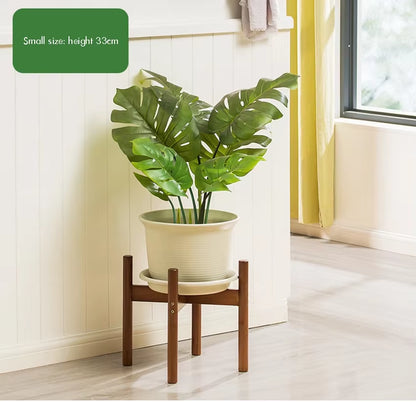 Plant Stand - Adjustable Indoor Plant Stand, Plant Holder, 33/40/50Cm Height, Corner Plant Stand for Plant Pots, Bamboo Wood