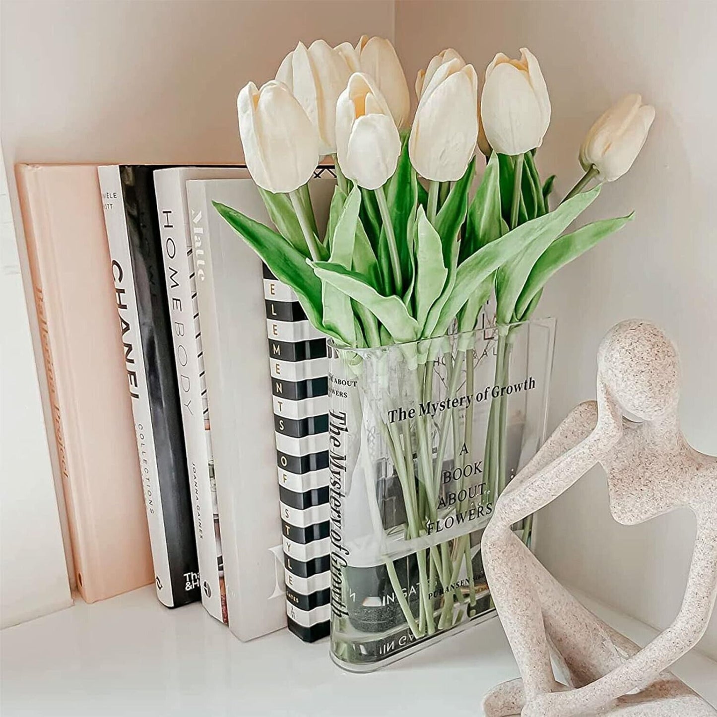 Book Vase for Flowers, Acrylic Clear Book Flower Vase