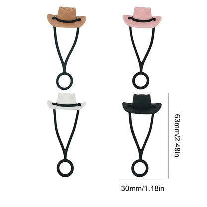 Silicone Cowboy Hat Straw Covers Caps Compatible with Stanleys Cup 30 40 Oz Tumbler Cute Funny Drinking Straw Tip Accessories